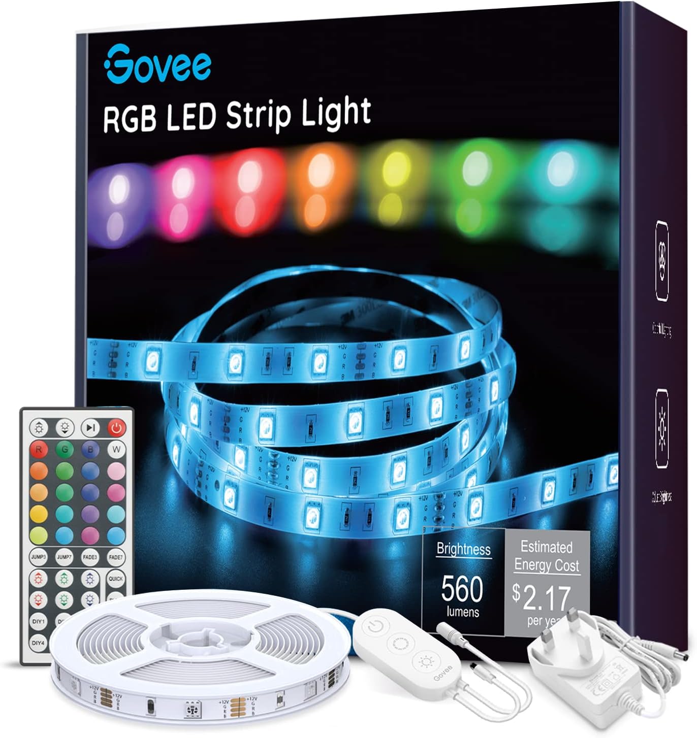 چراغهای نواری LED 5 متری RGB Govee با کنترل از راه دور و جعبه کنترل ...